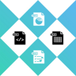 set html file document m3u ppt and xls icon vector