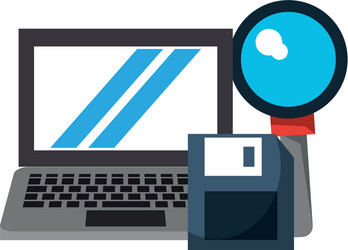 computer with magnifying glass and document vector image