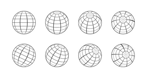 Earth globe made by grid from different sides vector