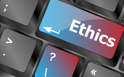 ethics concept on the modern computer keyboard key vector image