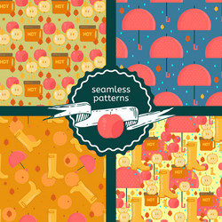 Set of autumn stuff patterns vector