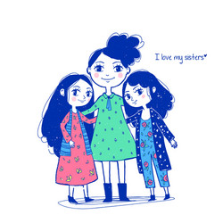Two girls best friends in fall hand drawn Vector Image