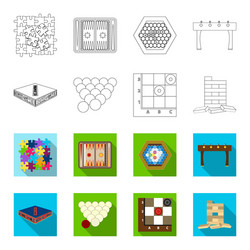 board game outlineflat icons in set collection vector image