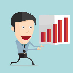 cartoon with bar graph in flat design vector