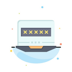 laptop computer lock security abstract flat color vector image