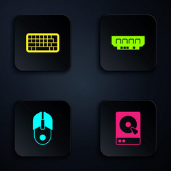 set hard disk drive hdd keyboard computer mouse vector image