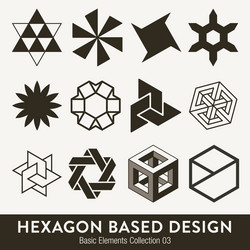 basic design collection hexagon based elements vector image