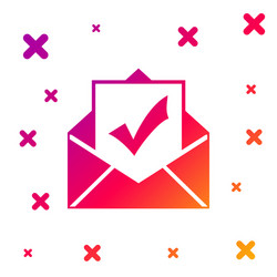 Color envelope with document and check mark icon vector