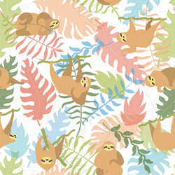 seamless pattern with cute sloth vector