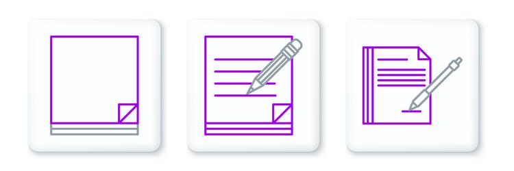 Set line blank notebook and pen file document vector