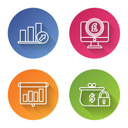 set line presentation financial with graph vector image
