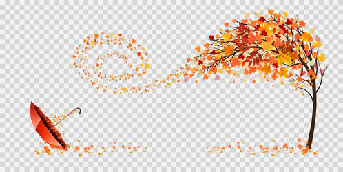autumn abstract background with tree and falling vector image