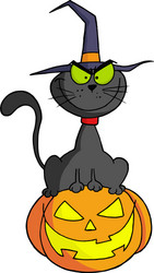 Cartoon character halloween on pumpkin vector