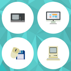 flat icon computer set of display vintage vector image