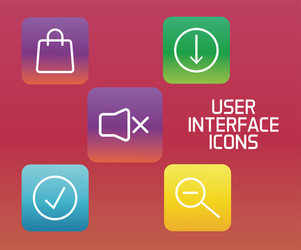 interface set block gradient style icons vector image