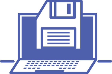 laptop computer device with floppy disk vector image