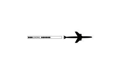 Progress loading bar with airplane the flying vector