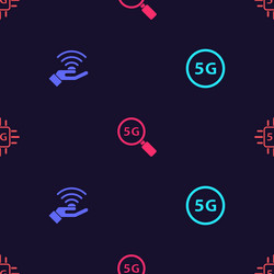 set 5g network search and processor on seamless vector image
