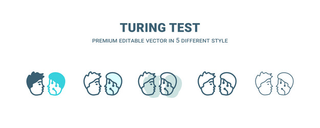 turing test icon in 5 different style outline vector