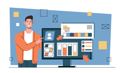 ux ui designer work at website interface concept vector image