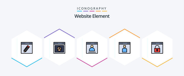 Website element 25 filledline icon pack including vector