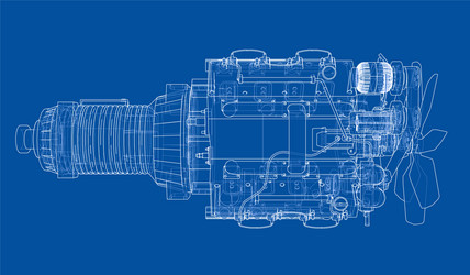 Car engine rendering of 3d vector