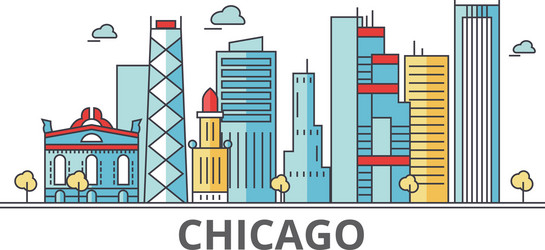 Illinois chicago architecture line skyline Vector Image