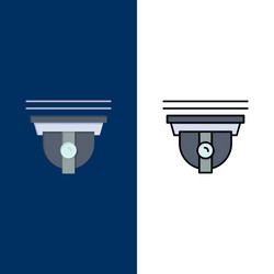 camera security secure cam icons flat and line vector image