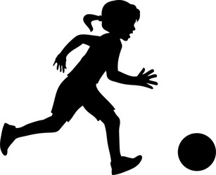 Girl Playing Soccer Silhouette Vector Image