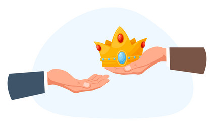hand businessman passes golden crown to another Vector Image