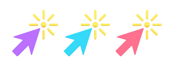 Multicolored Arrow Cursors - Click vector image