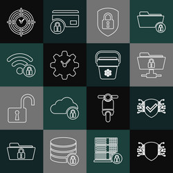set line cyber security ftp folder and lock vector image