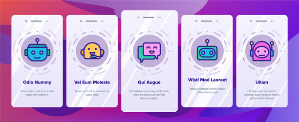 chatbot robot onboarding icons set vector image