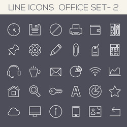 Inline office icons collection vector