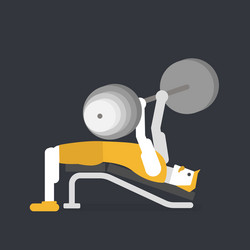 Man doing barbell bench press chest press Vector Image