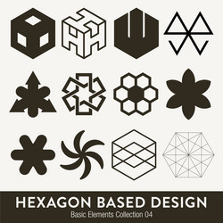 basic design collection hexagon based elements vector image