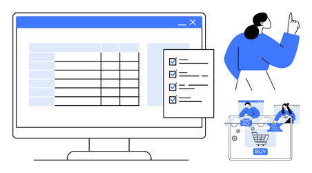 online shopping application interface with task vector image