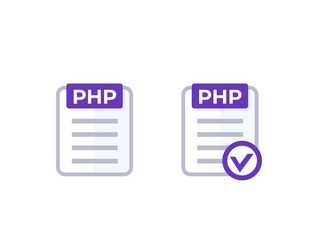 Php code document with check mark icon vector