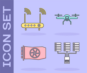 set server data web hosting router and wi-fi vector image
