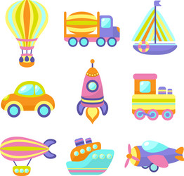 Transport toys icons set vector