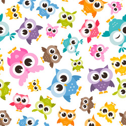Colorful Owl Seamless Pattern Vector Image