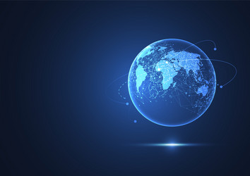 global network connection world map point vector image