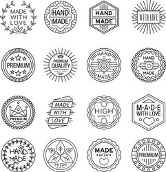 Handmade line vintage logo set Royalty Free Vector Image