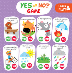 Logic kid learn yes no game printable worksheet vector