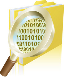 magnifying glass binary data file folder concept vector image