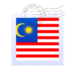 Malaysia postage mark national flag stamp vector