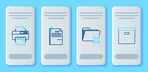 Set line file document and paper clip delete vector