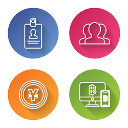 set line identification badge users group coin vector image