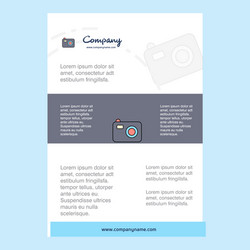 Template layout for camera company profile annual vector