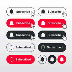 youtube subscribe button set for ui vector image